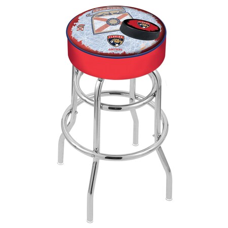 Holland Bar Stool Co 25" Florida Panthers Cushion Seat, 2-Ring Chrome Swivel Bar Stool L7C125FlaPan-D2